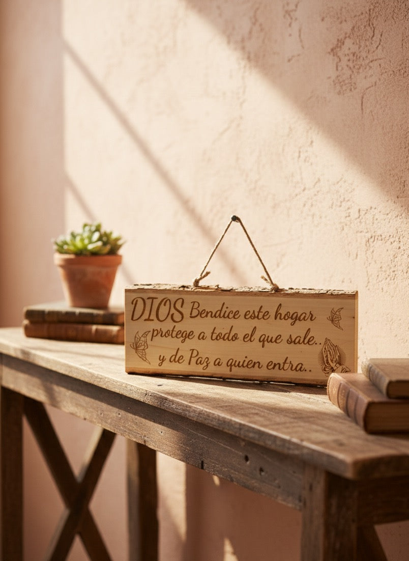 Letrero Decorativo Cristiano “Dios Bendice”