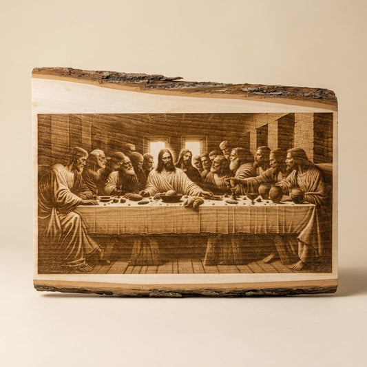 La Última Cena grabada a láser en madera natural